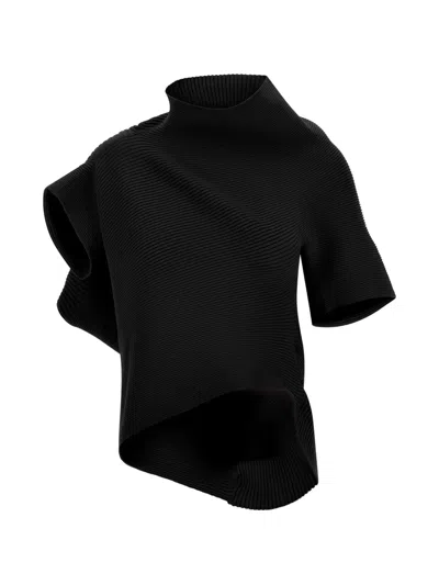 Issey Miyake Life Form Asymmetric-design Ribbed Top In Black