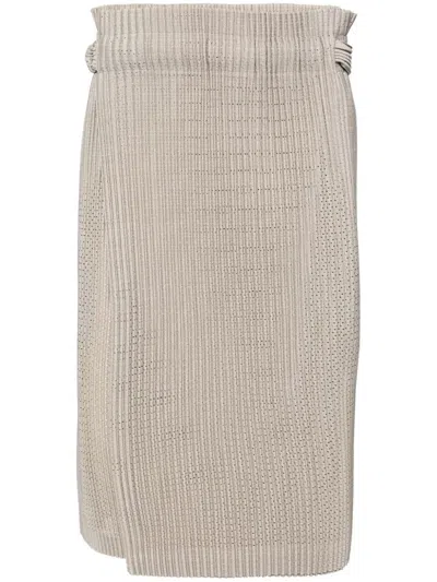 Issey Miyake Light Mesh Pleated Skirt In Grey