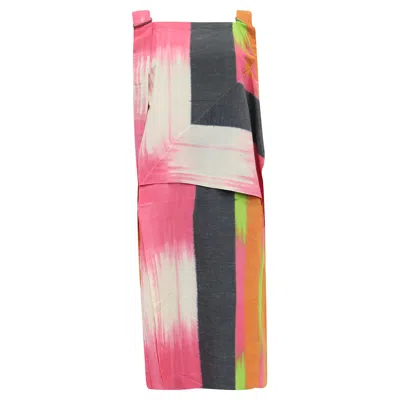 Issey Miyake Light Trails Midi Dress In Multicolor Polyester