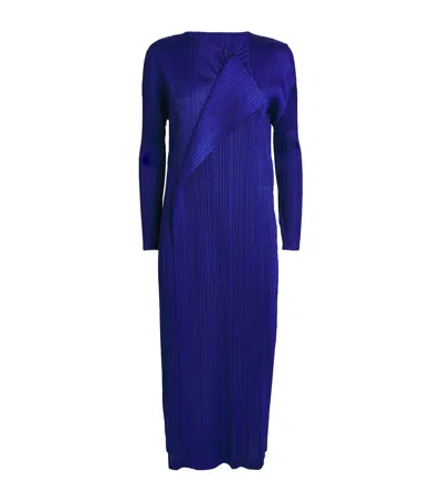 Issey Miyake Light Wave Midi Dress In Blue