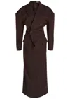 Issey Miyake Like Torso Like Blazer Wool-blend Midi Dress In Brown