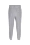 Issey Miyake Ankle Length Vertical Striped Trousers In Gray