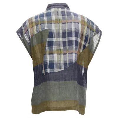 Issey Miyake 's Linen Check Patchwork Vest In Multi