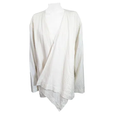 Pre-owned Issey Miyake Linen Fold Front Jacket In Gray