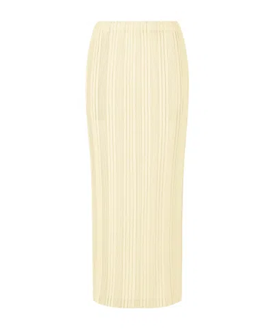 Issey Miyake Linen Like Rib Pleats  Skirt In Yellow