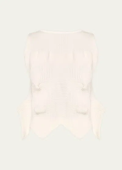 Issey Miyake Linkage 3-d Knit Top In White