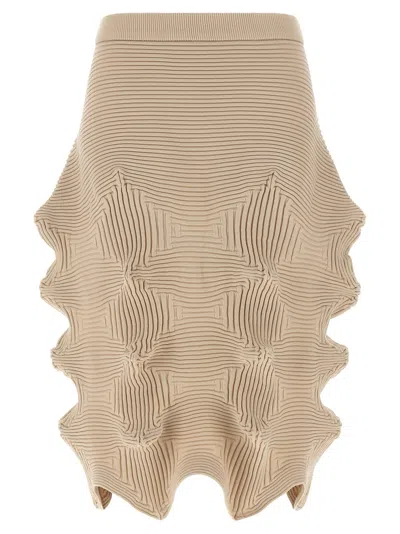 Issey Miyake Linkage Asymmetrical Skirt In Brown