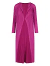 Issey Miyake Long Plissé Cardigan In Purple