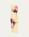 Issey Miyake Yellow Pressed Flora Pleats Maxi Dress In Peony