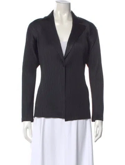Pre-owned Issey Miyake Long Sleeve Blouse In Black