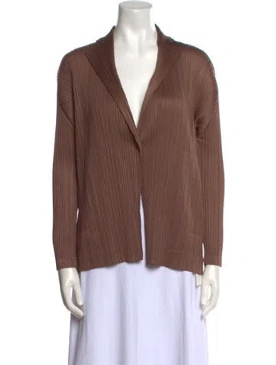 Pre-owned Issey Miyake Long Sleeve Blouse In Brown