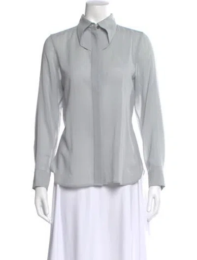 Pre-owned Issey Miyake Long Sleeve Blouse In Gray
