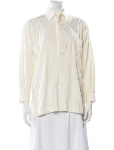 Pre-owned Issey Miyake Long Sleeve Blouse In Neutral