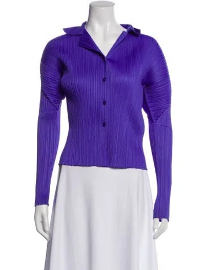Pre-owned Issey Miyake Long Sleeve Blouse In Purple