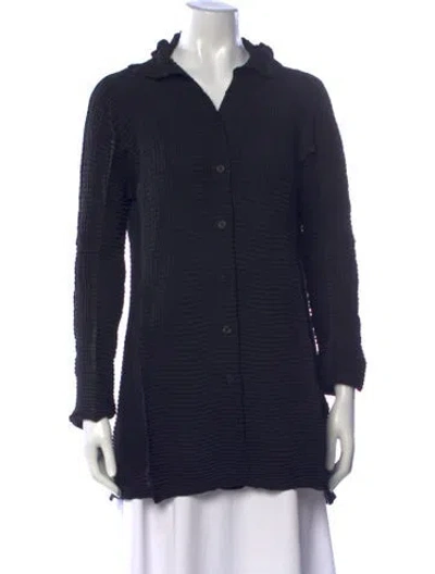 Pre-owned Issey Miyake Long Sleeve Button-up Top In Blue