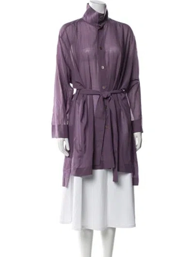 Pre-owned Issey Miyake Long Sleeve Button-up Top In Purple