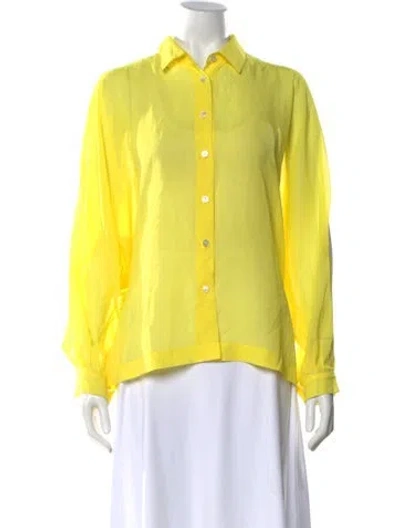 Pre-owned Issey Miyake Long Sleeve Button-up Top In Yellow