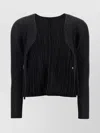 Issey Miyake Long Sleeve Cardigan Featuring A Pleated Design In Black