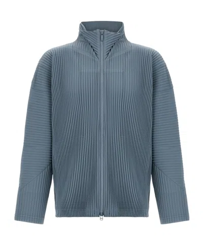 Issey Miyake August Collection Cardigan High Collar In Blue