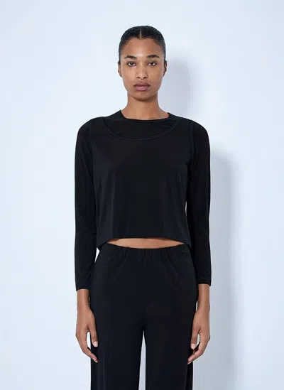 Issey Miyake Long Sleeve Cropped Top In Black