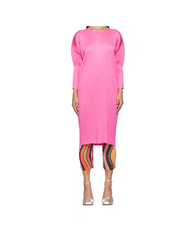 Issey Miyake Long Sleeve Dress In Pink