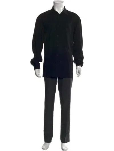 Pre-owned Issey Miyake Long Sleeve Dress Shirt In Black