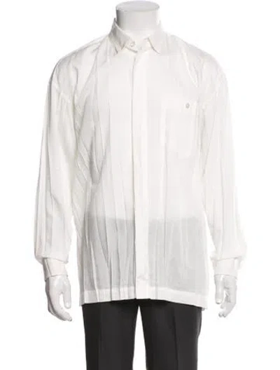Pre-owned Issey Miyake Long Sleeve Dress Shirt In White
