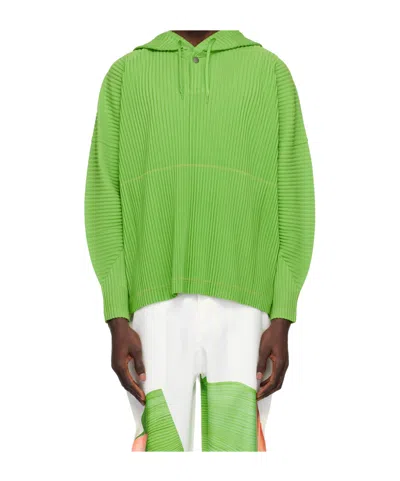 Issey Miyake Long Sleeve Hoodie In Green