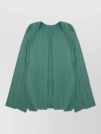 Issey Miyake Long Sleeve Jacket Pleated Design In Green