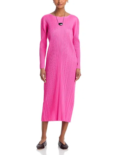 Issey Miyake Long Sleeve Midi Dress In Pink