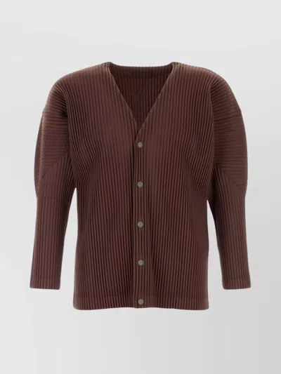 ISSEY MIYAKE LONG SLEEVE RIBBED CARDIGAN V-NECK