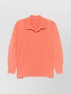 Issey Miyake Long Sleeve Ribbed Polo Shirt October In Orange