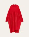 Issey Miyake Long-sleeve Sculpted Knit Maxi Dress In Red