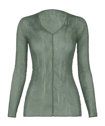 Issey Miyake Long Sleeve Top In Gray