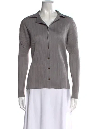 Pre-owned Issey Miyake Long Sleeve Top In Gray