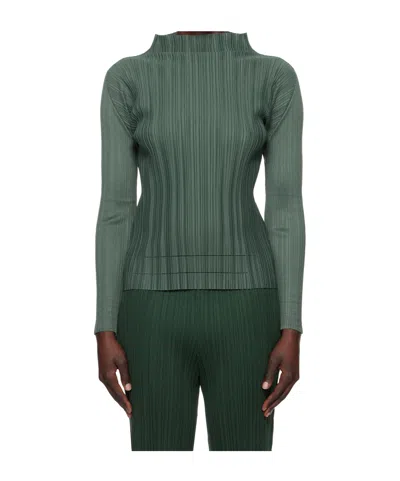 Issey Miyake Long Sleeve Top In Green