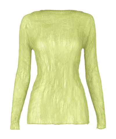 Issey Miyake Long Sleeve Top In Mengji Green