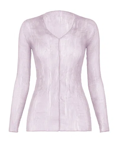 Issey Miyake Long Sleeve Top In Purple