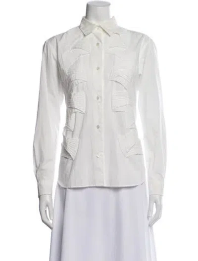 Pre-owned Issey Miyake Long Sleeve Top In White