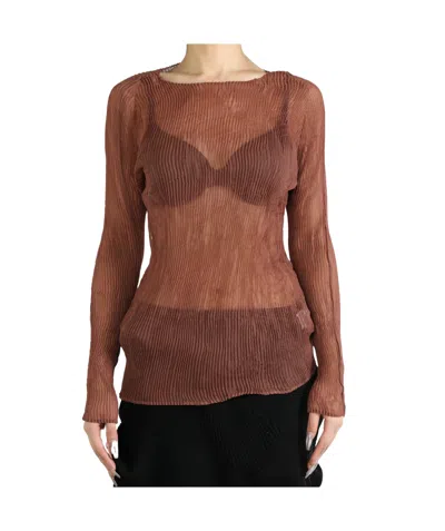 Issey Miyake Long-sleeved Blouse In Brown