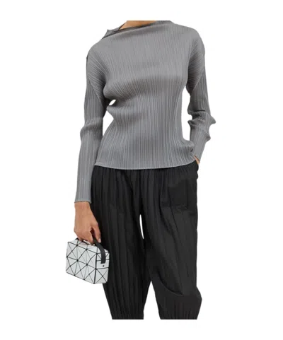 Issey Miyake Long-sleeved Blouse In Gray
