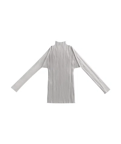 Issey Miyake Long-sleeved Blouse In Gray