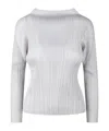 Issey Miyake Pleats Please Pleated Long Sleeves Top In White