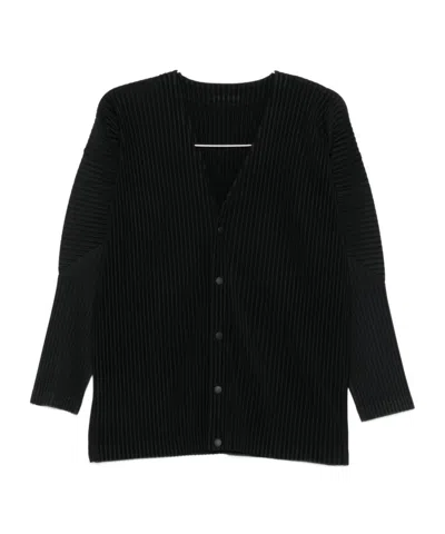 Issey Miyake Long-sleeved Cardigan In Black