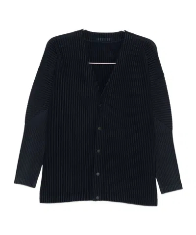 ISSEY MIYAKE HOMME PLISSÉ ISSEY MIYAKE PLEATED V-NECK CARDIGAN