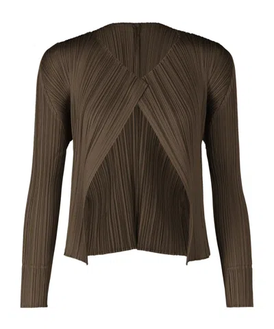 Issey Miyake Long-sleeved Cardigan In Dark Brown