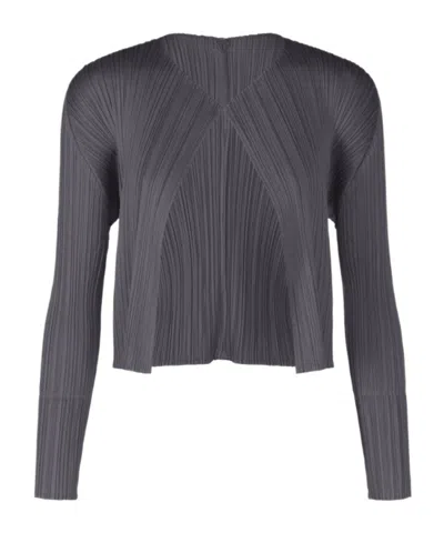 Issey Miyake Long-sleeved Cardigan In Gray