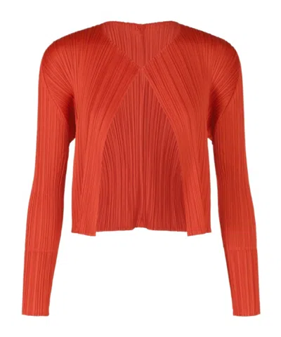 Issey Miyake Long-sleeved Cardigan In Red