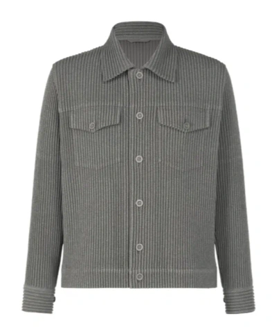 Issey Miyake Long-sleeved Casual Jacket In Gray