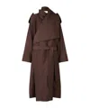 Issey Miyake Enclothe Oversized Washi Wool Trench Coat In Brown